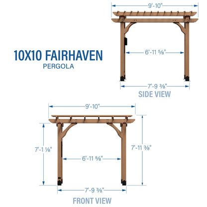 10x10 Fairhaven Pergola Rustic Finish