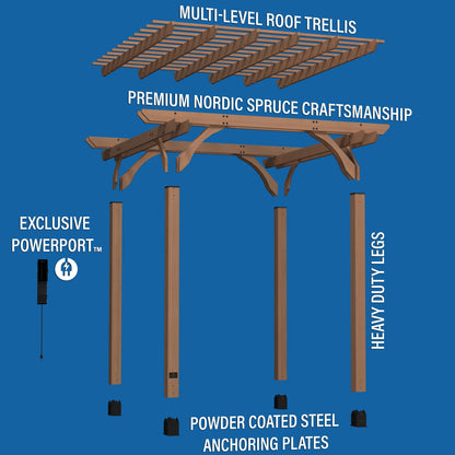 10x10 Fairhaven Pergola Rustic Finish