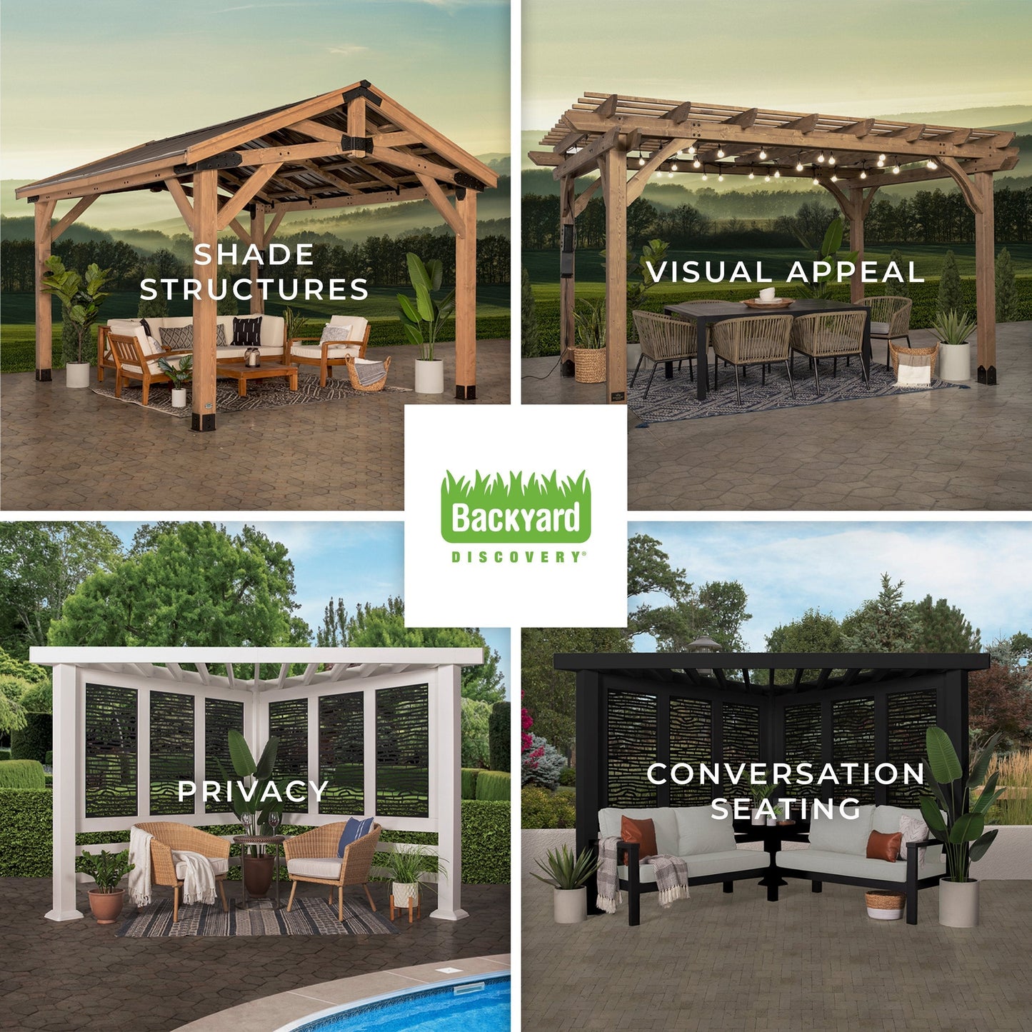 Verona Cabana Pergola-Bamboo Panels